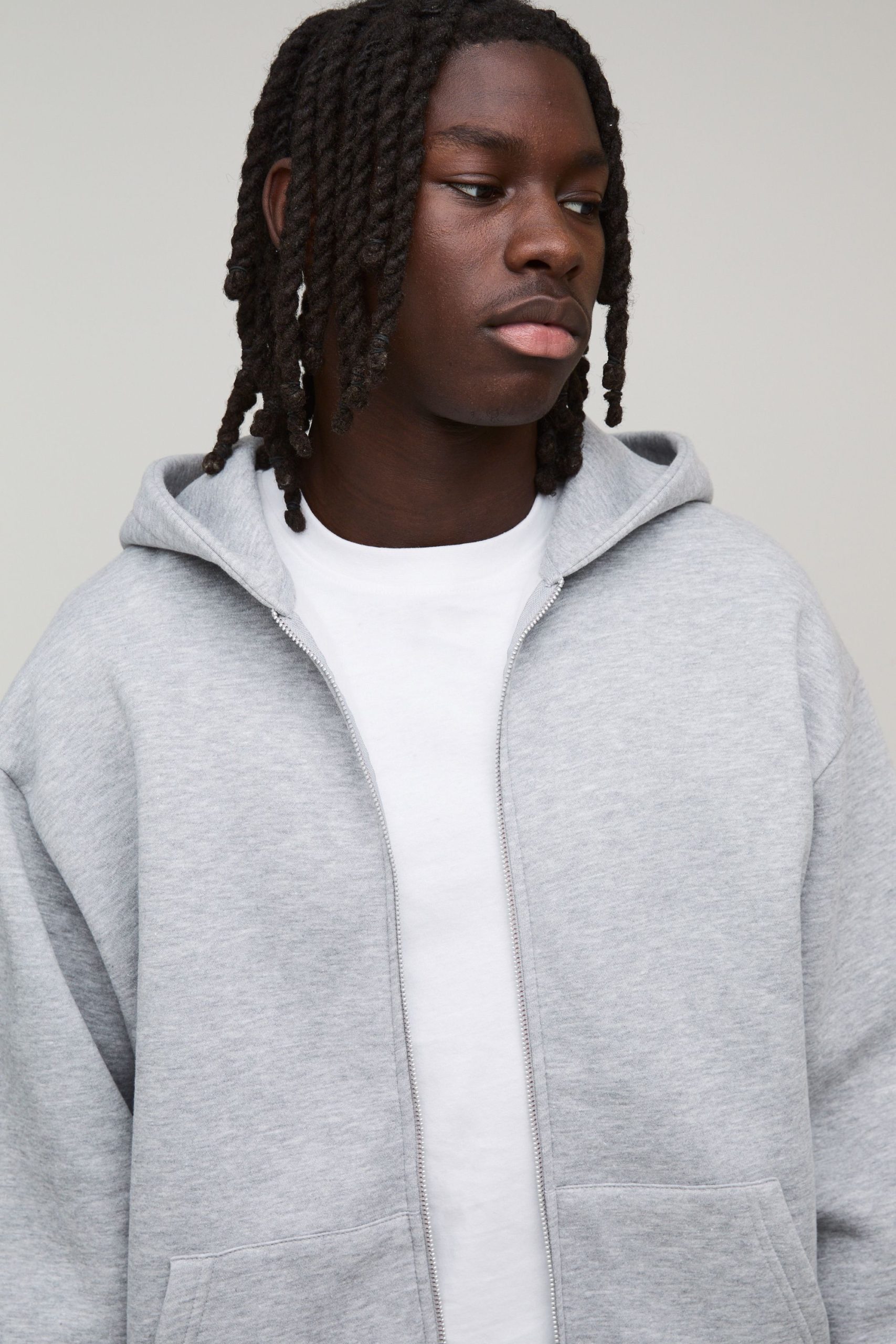 Basic Oversized Zip Through Hoodie - Image 3