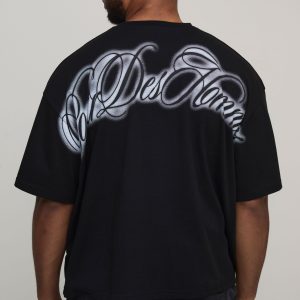 Plus Oversized Boxy Pour Homme Over The Seam Print T-Shirt