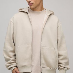 Basic Oversized Boxy Zip Through Hoodie