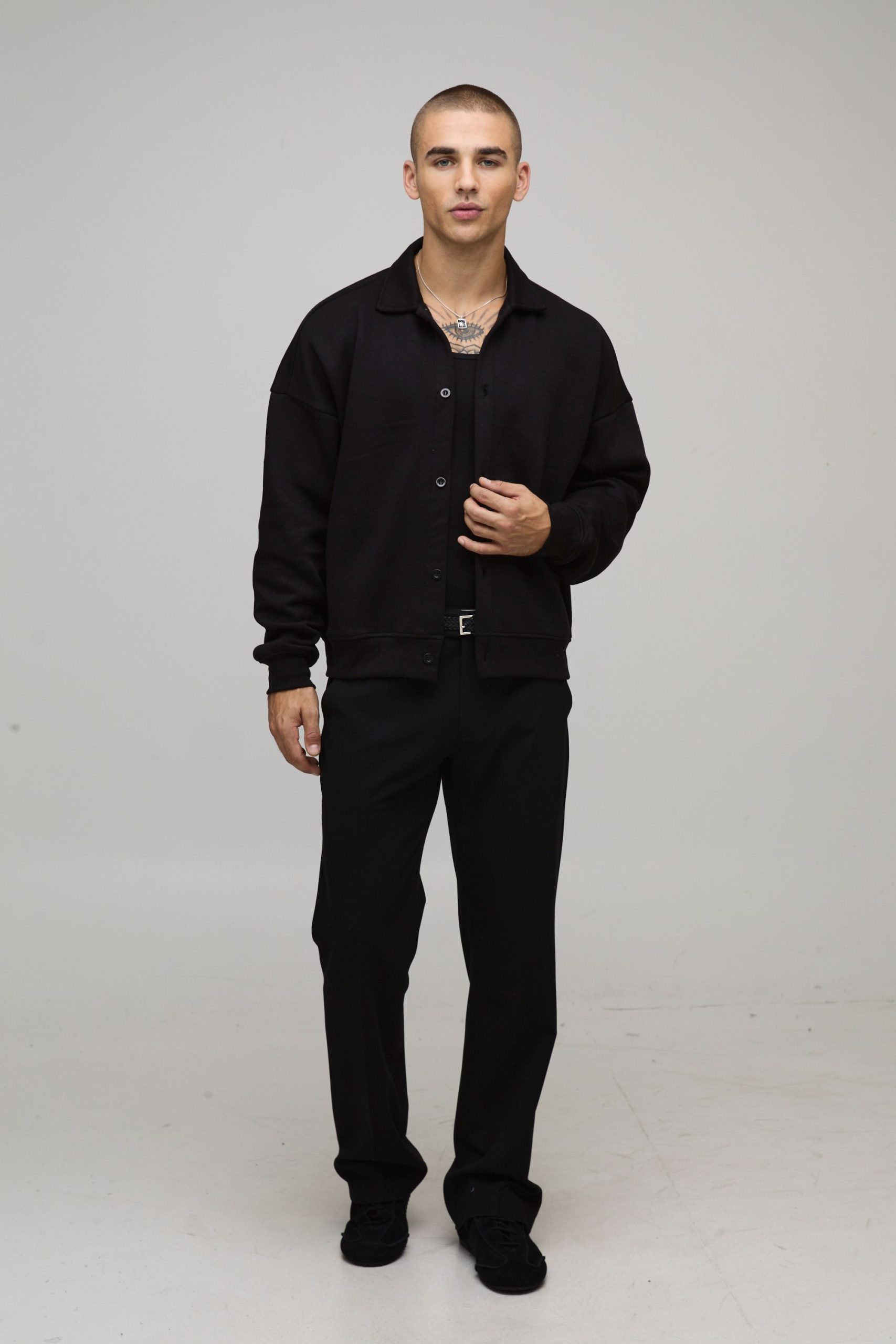 Oversized Boxy Collar Detail Cardigan - Image 4