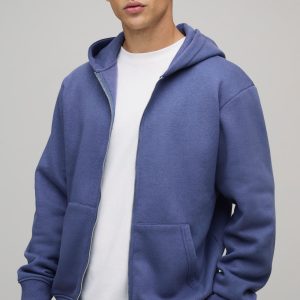 Basic Regular Fit  Zip Through Hoodie