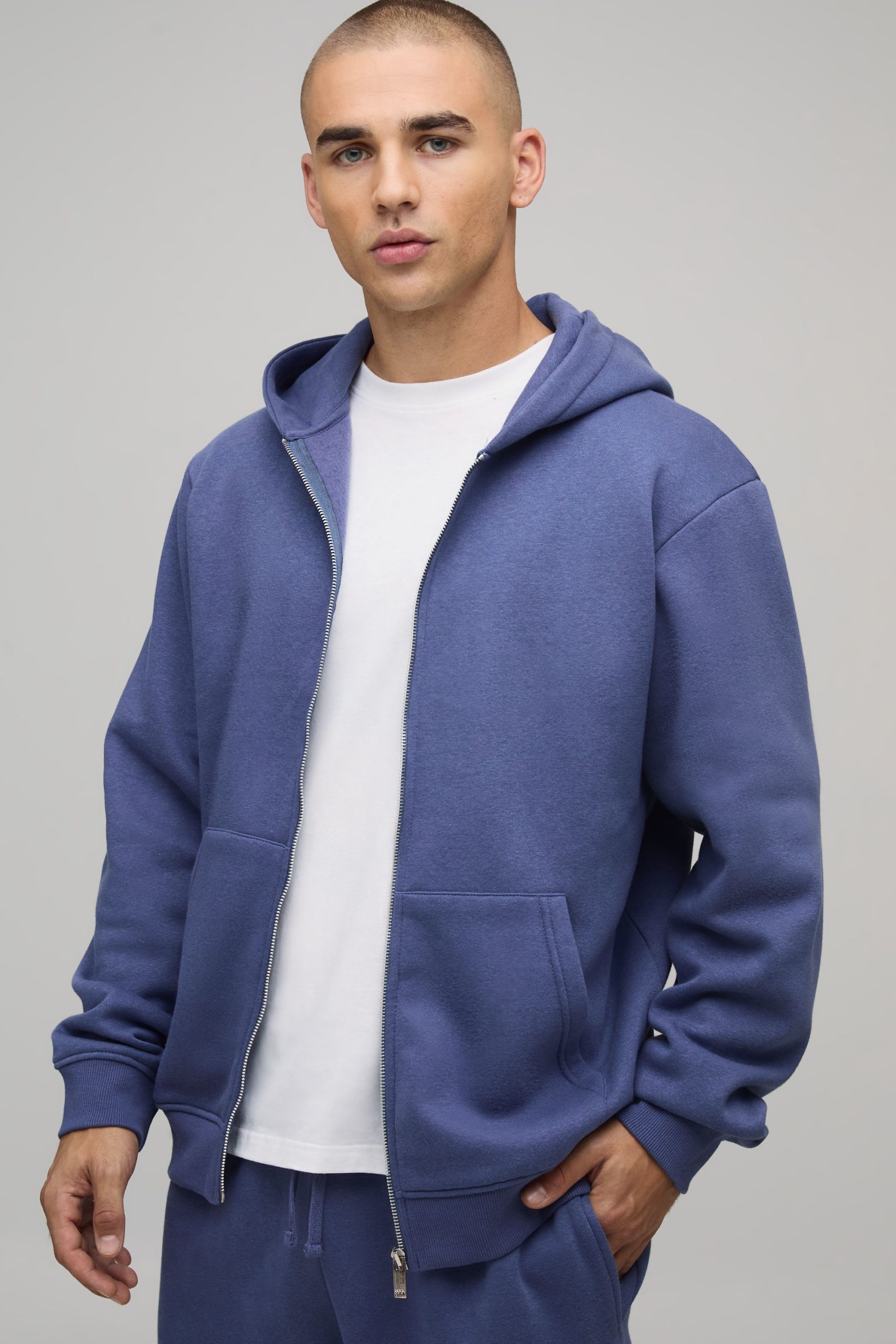 Basic Regular Fit Zip Through Hoodie