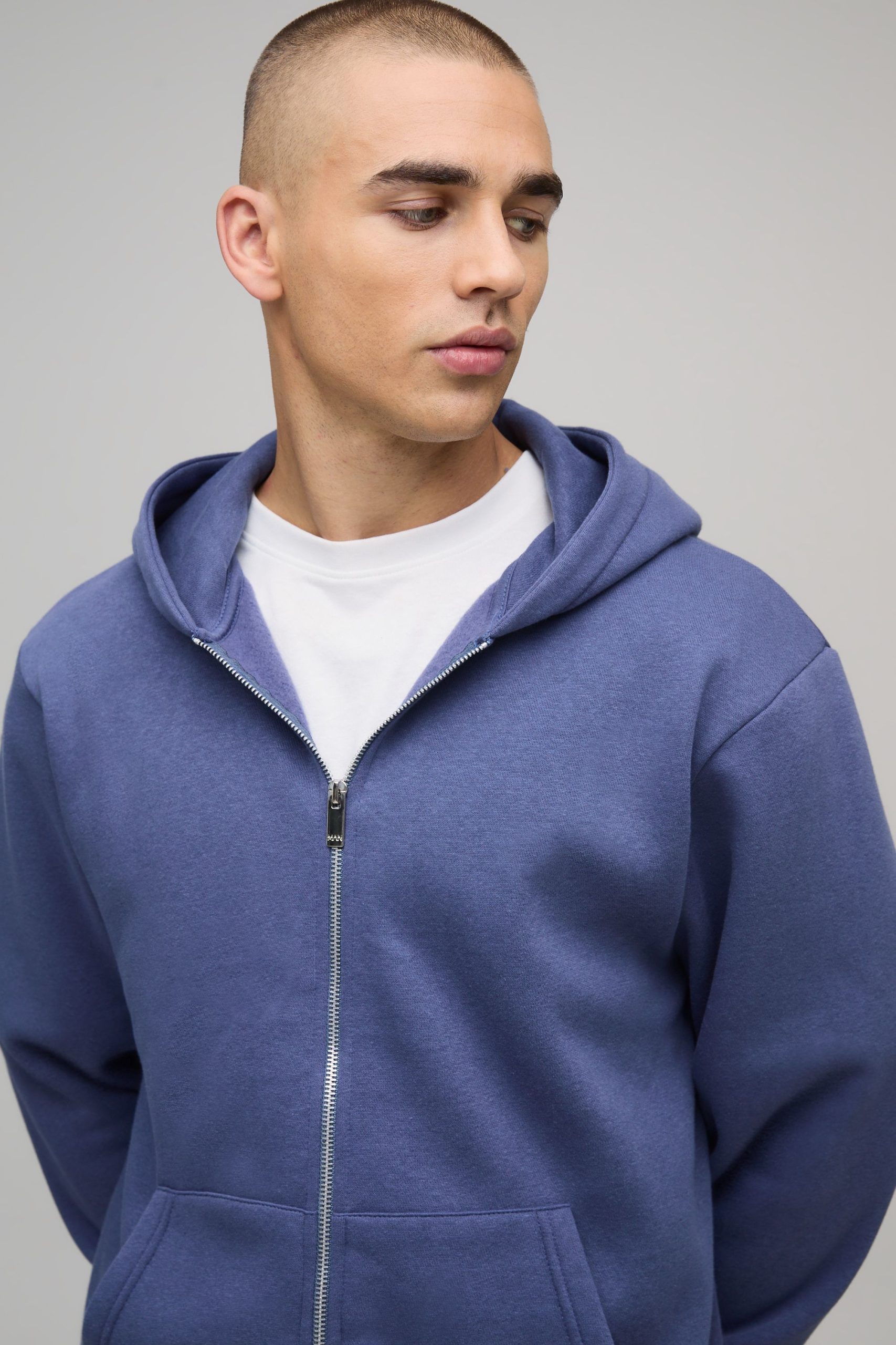 Basic Regular Fit Zip Through Hoodie - Image 3