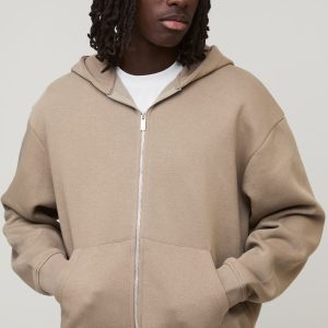 Basic Oversized Boxy Zip Through Hoodie