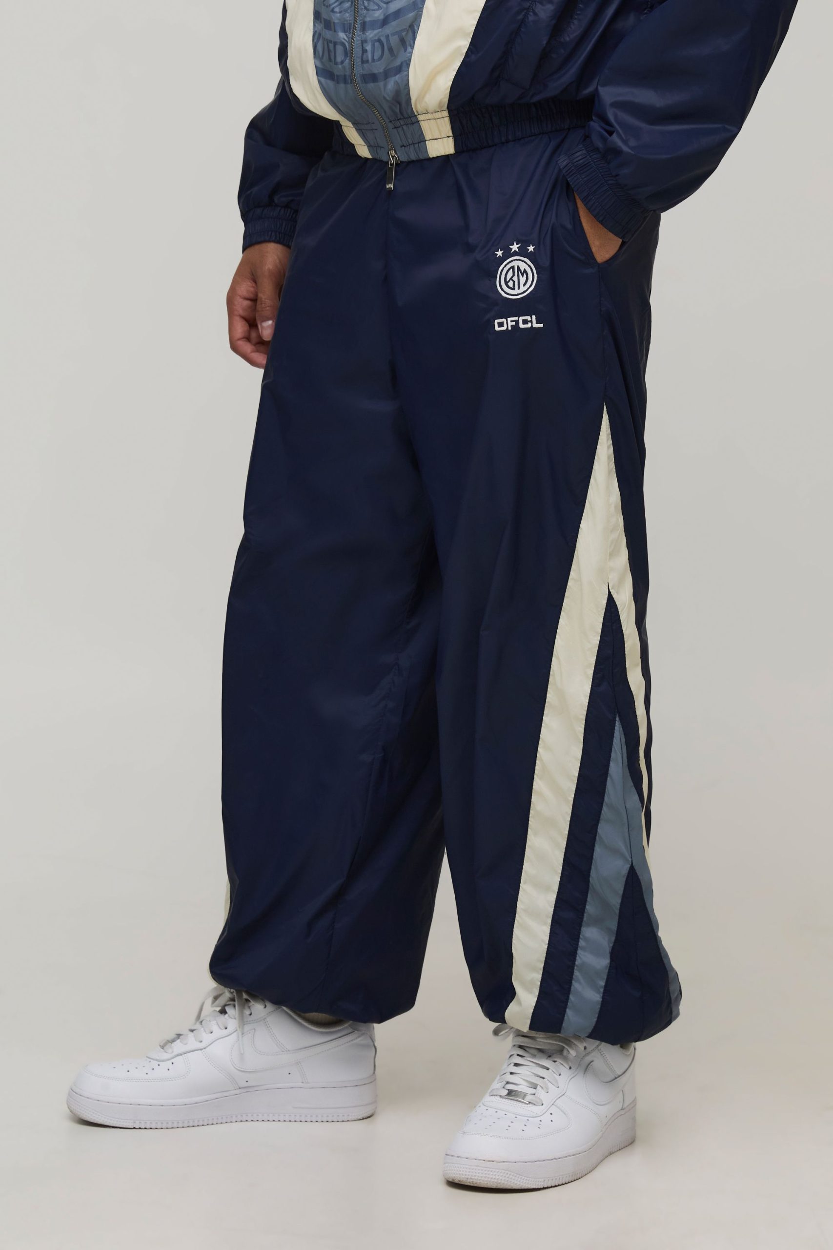 Elasticated Waist Colour Block Parachute Pants