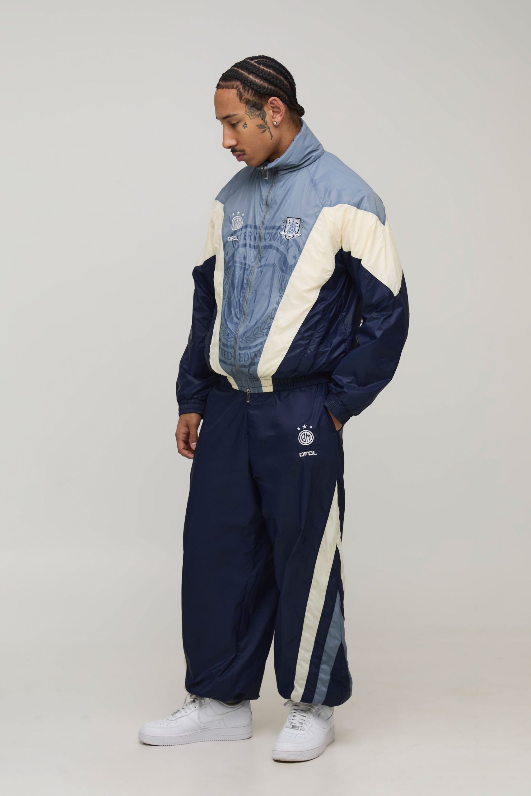 Elasticated Waist Colour Block Parachute Pants - Image 3