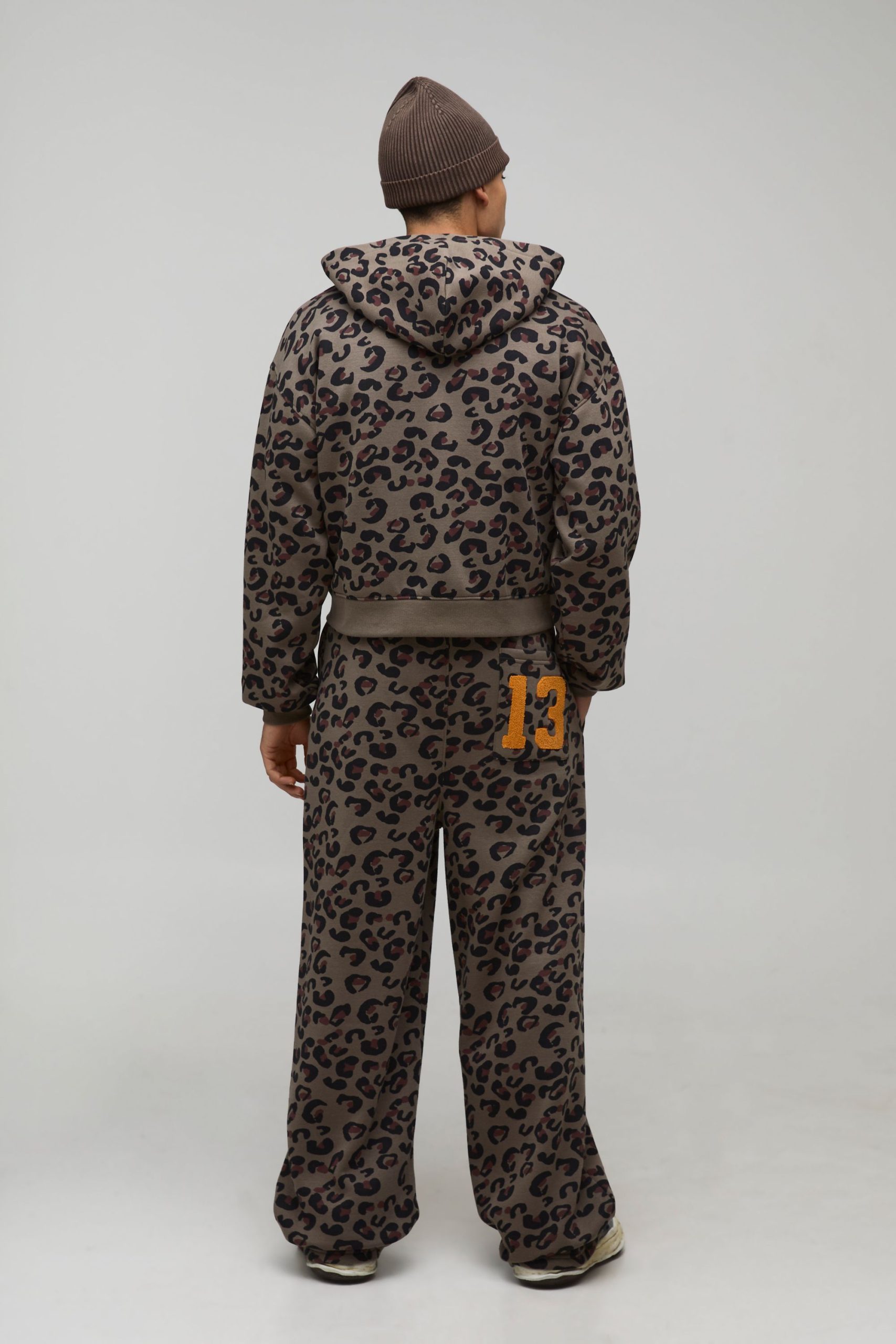 Shrunken Fit Leopard Zip Through Hoodie - Image 2