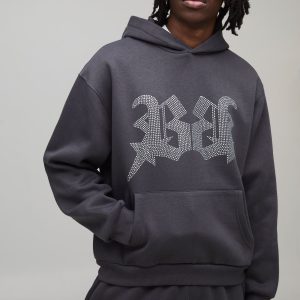 Oversized Boxy Rhinestone B Star Hoodie