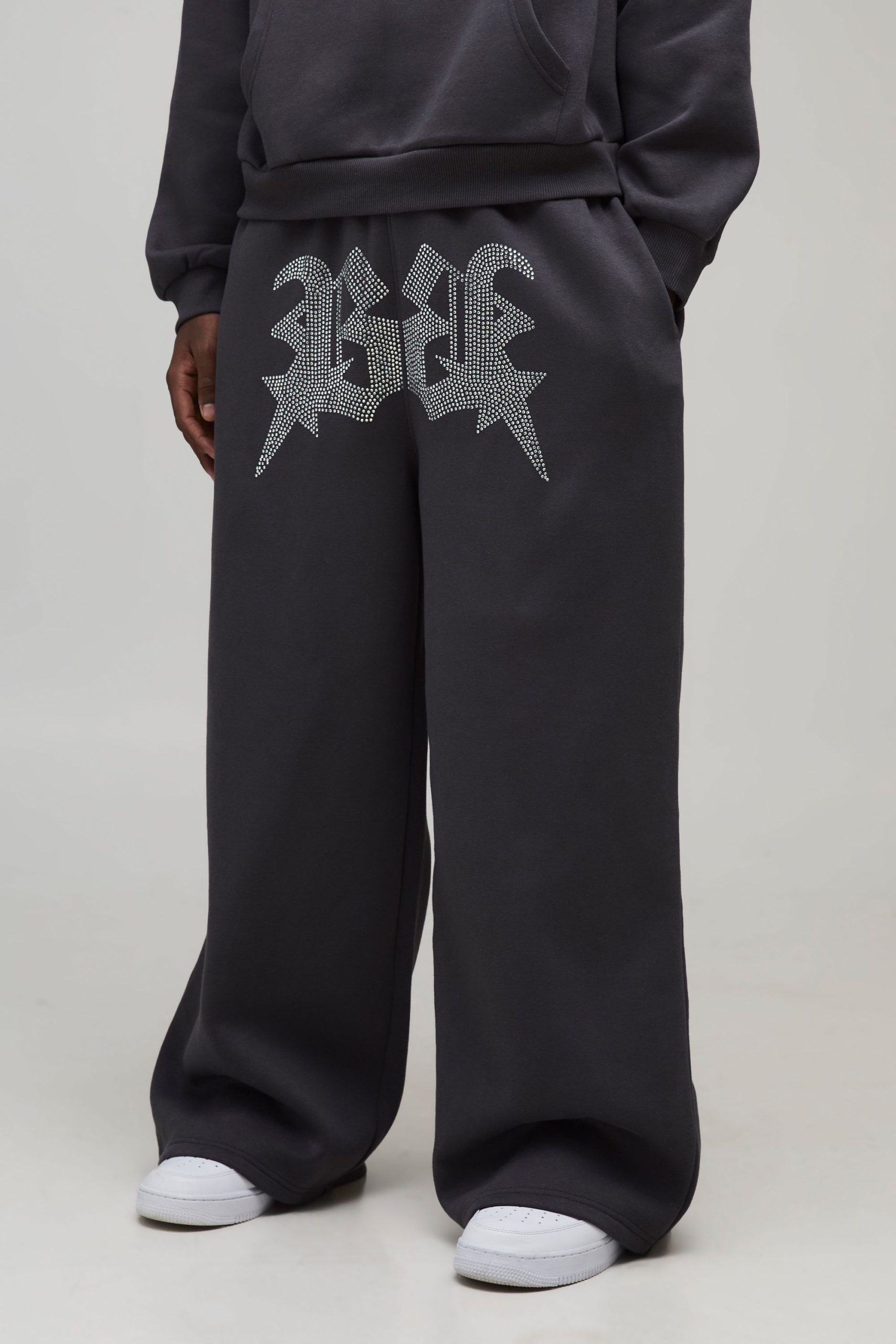Extreme Wide Leg Rhinestone B Star Joggers