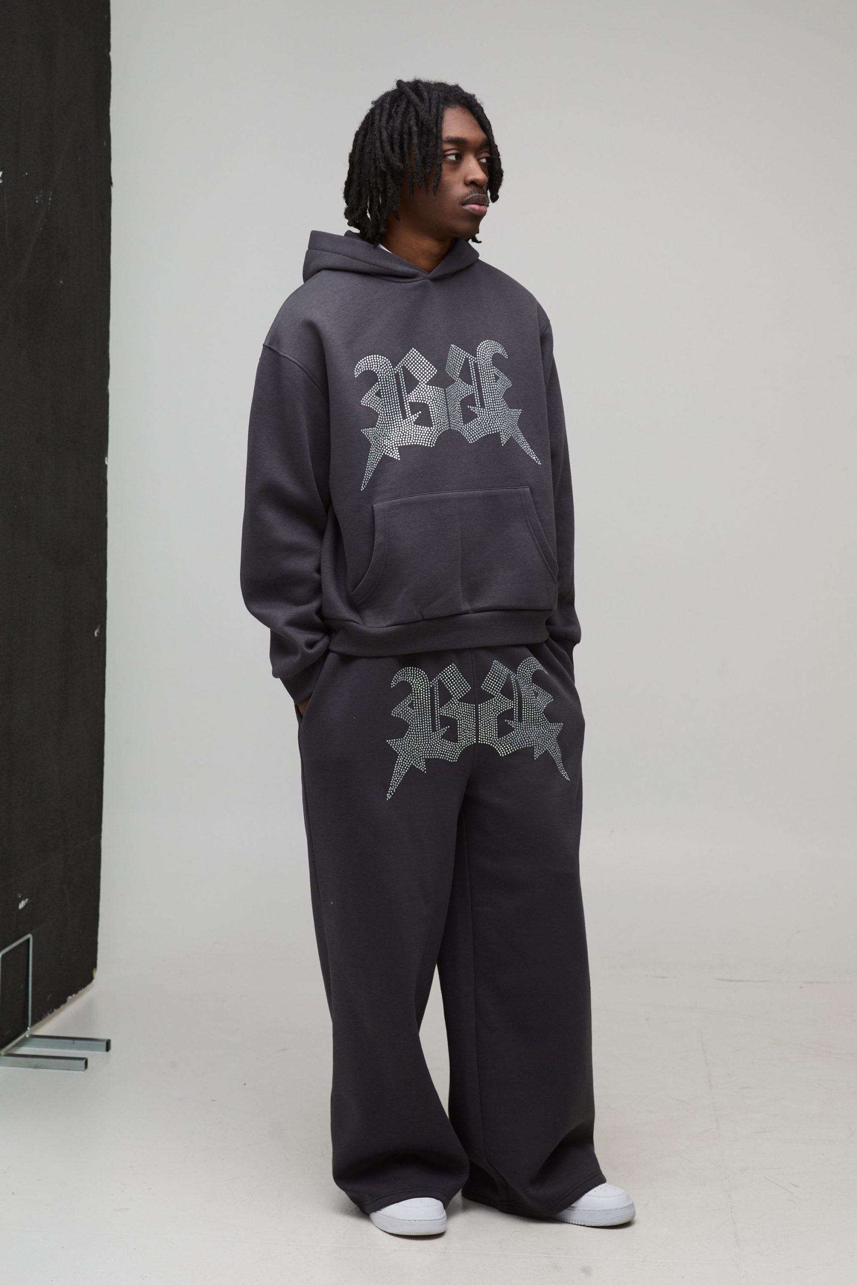 Extreme Wide Leg Rhinestone B Star Joggers - Image 4