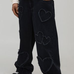 Heart Applique Baggy Jean