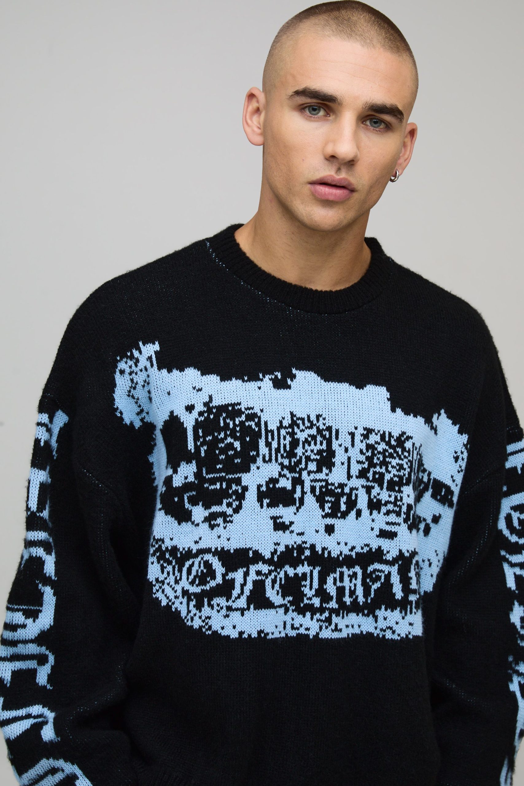 Oversized Boxy OFCL Grills Graphic Brushed Knitted Jumper - Image 3