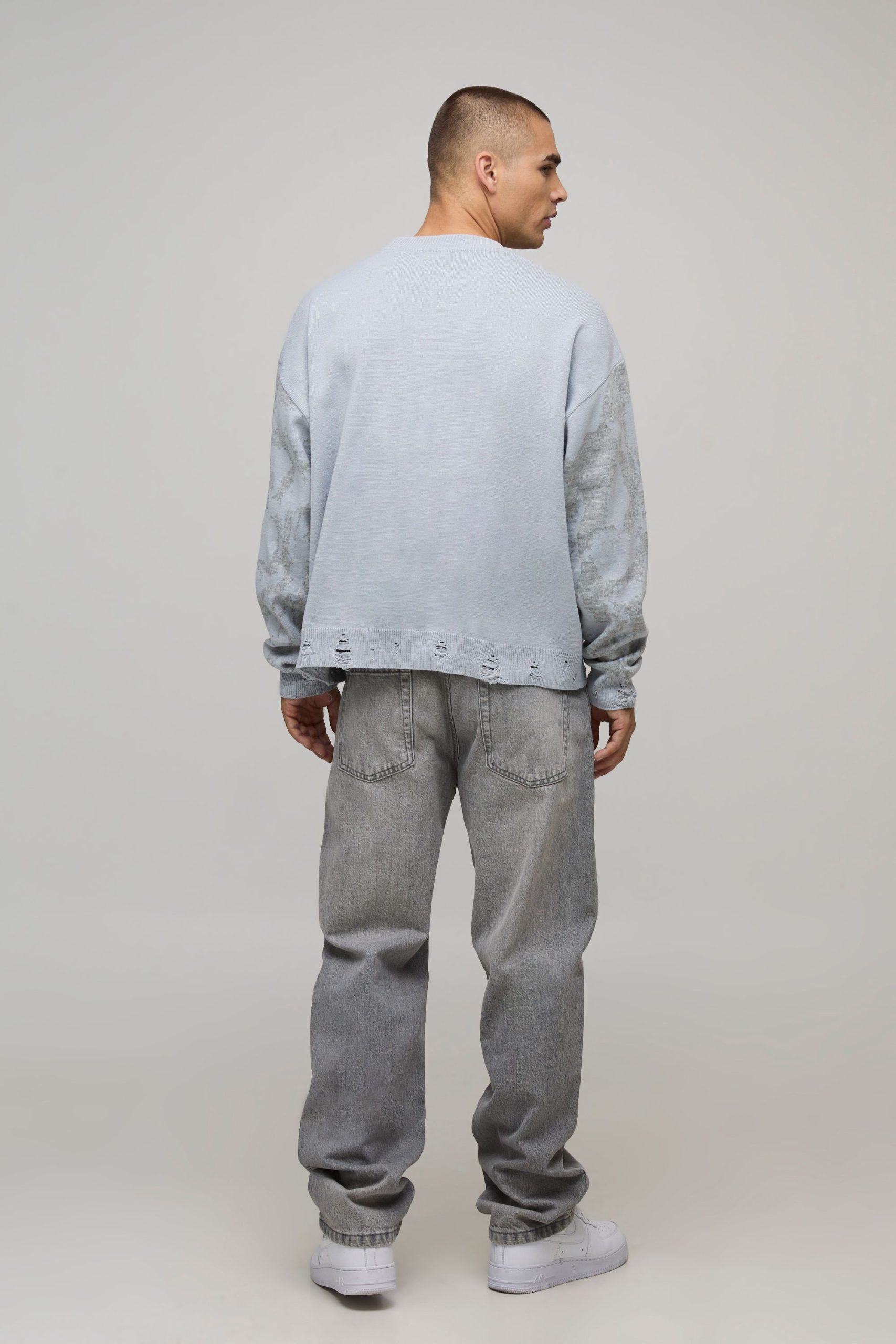 Oversized Boxy Gothic Distressed Knitted Jumper - Image 2