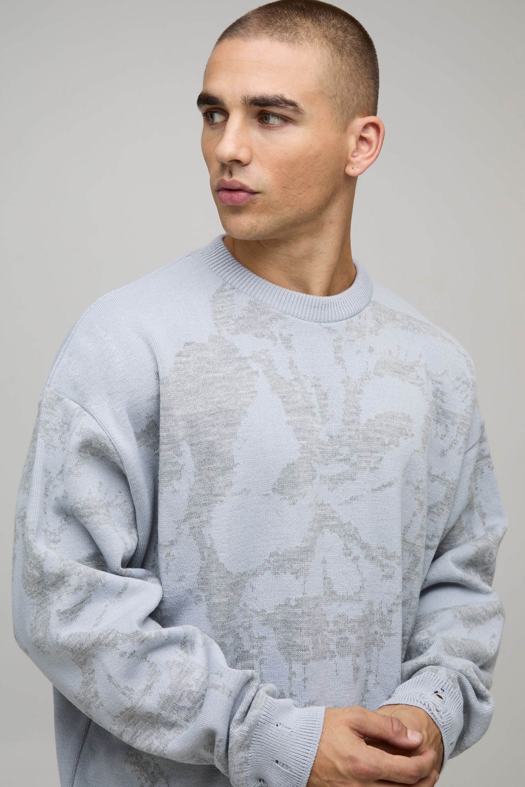 Oversized Boxy Gothic Distressed Knitted Jumper - Image 3