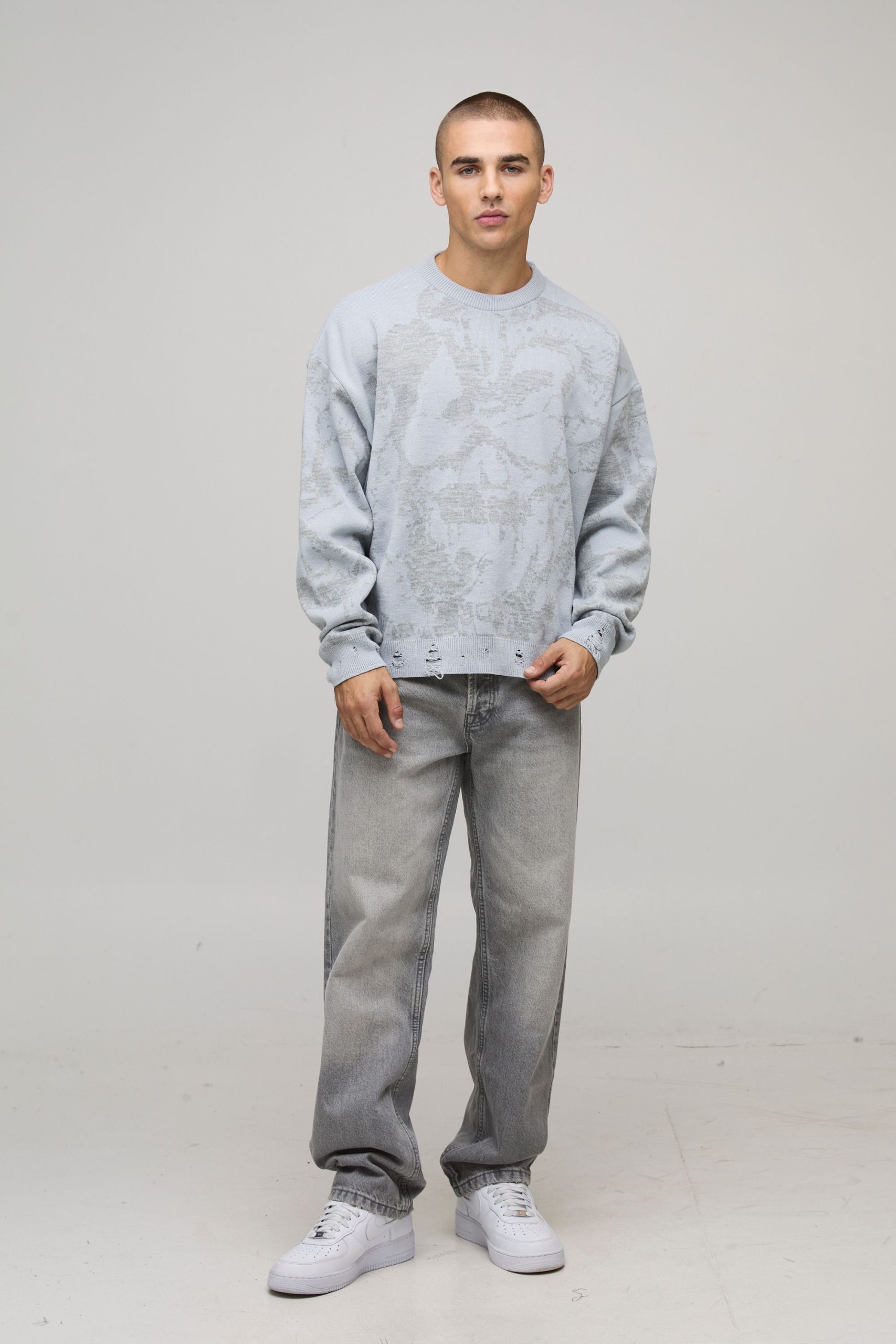 Oversized Boxy Gothic Distressed Knitted Jumper - Image 4