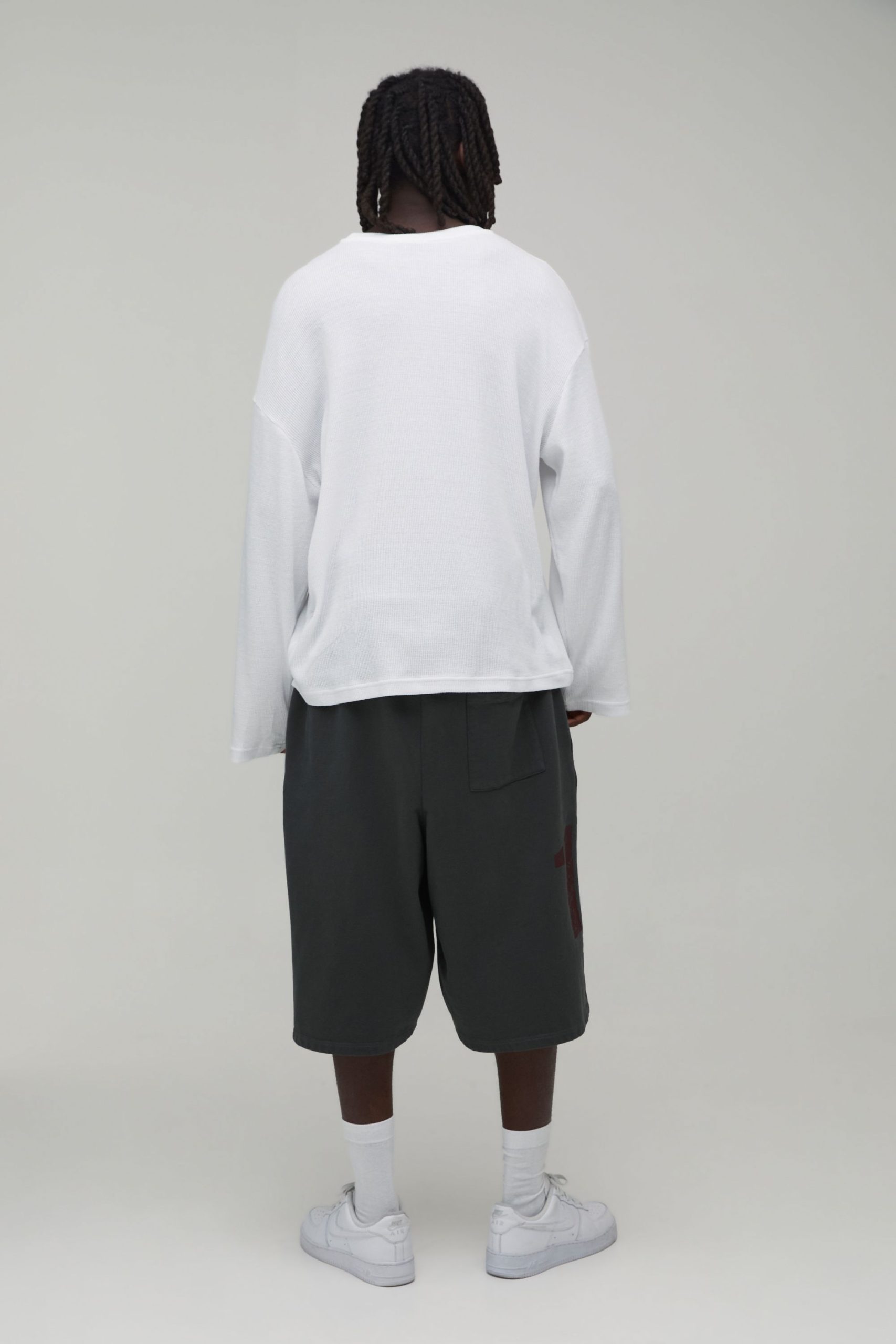 Oversized Boxy Long Sleeve Homme Waffle T-Shirt - Image 2