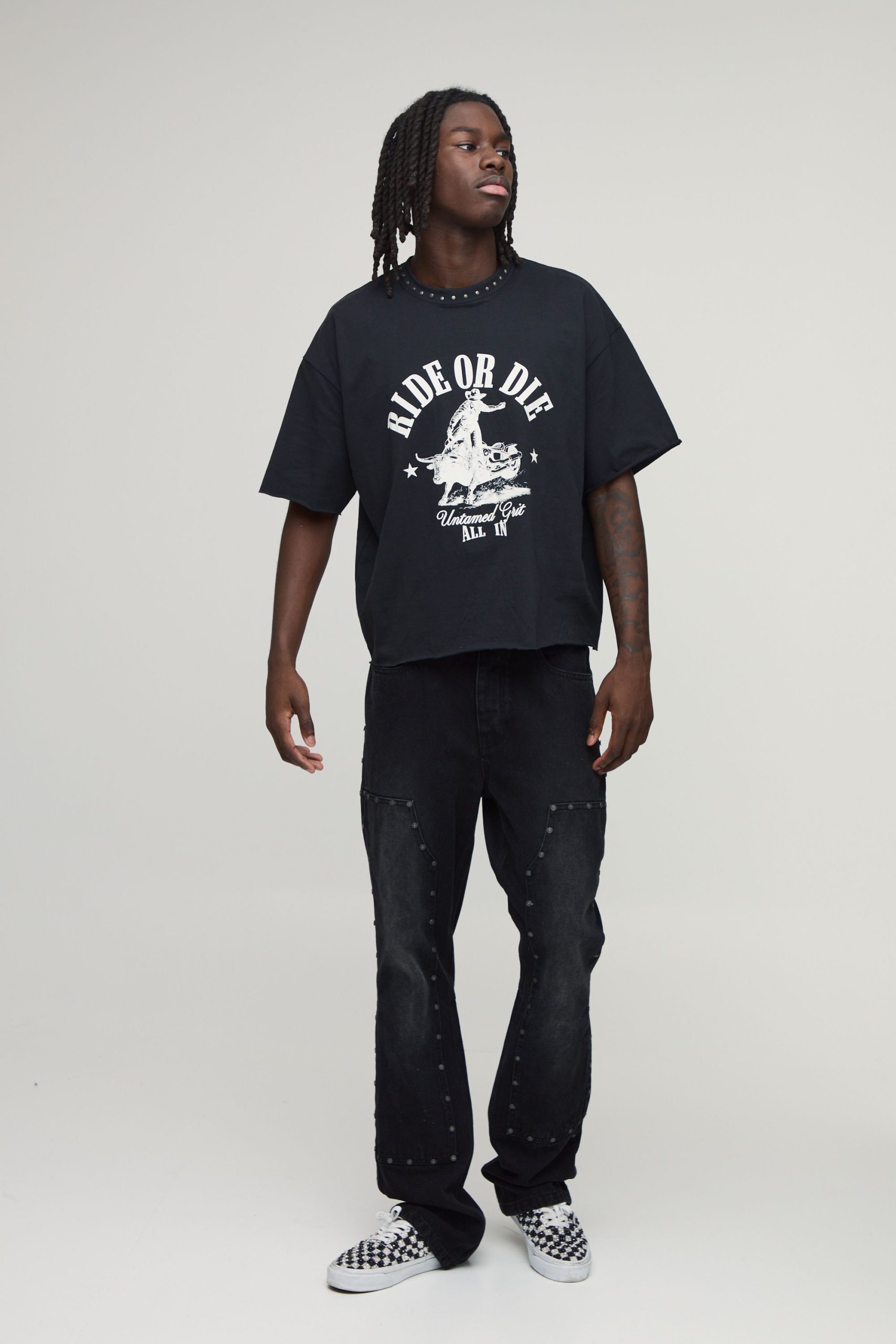 Oversized Boxy Heavyweight Screw Detail T-Shirt - Image 4
