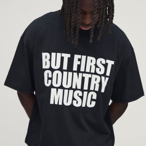 Oversized Boxy Country Slogan Heavyweight T-Shirt