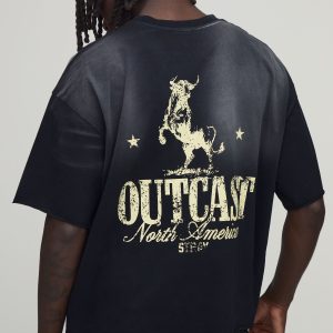 Oversized Boxy Heavyweight Washed Pocket Bull Detail T-Shirt