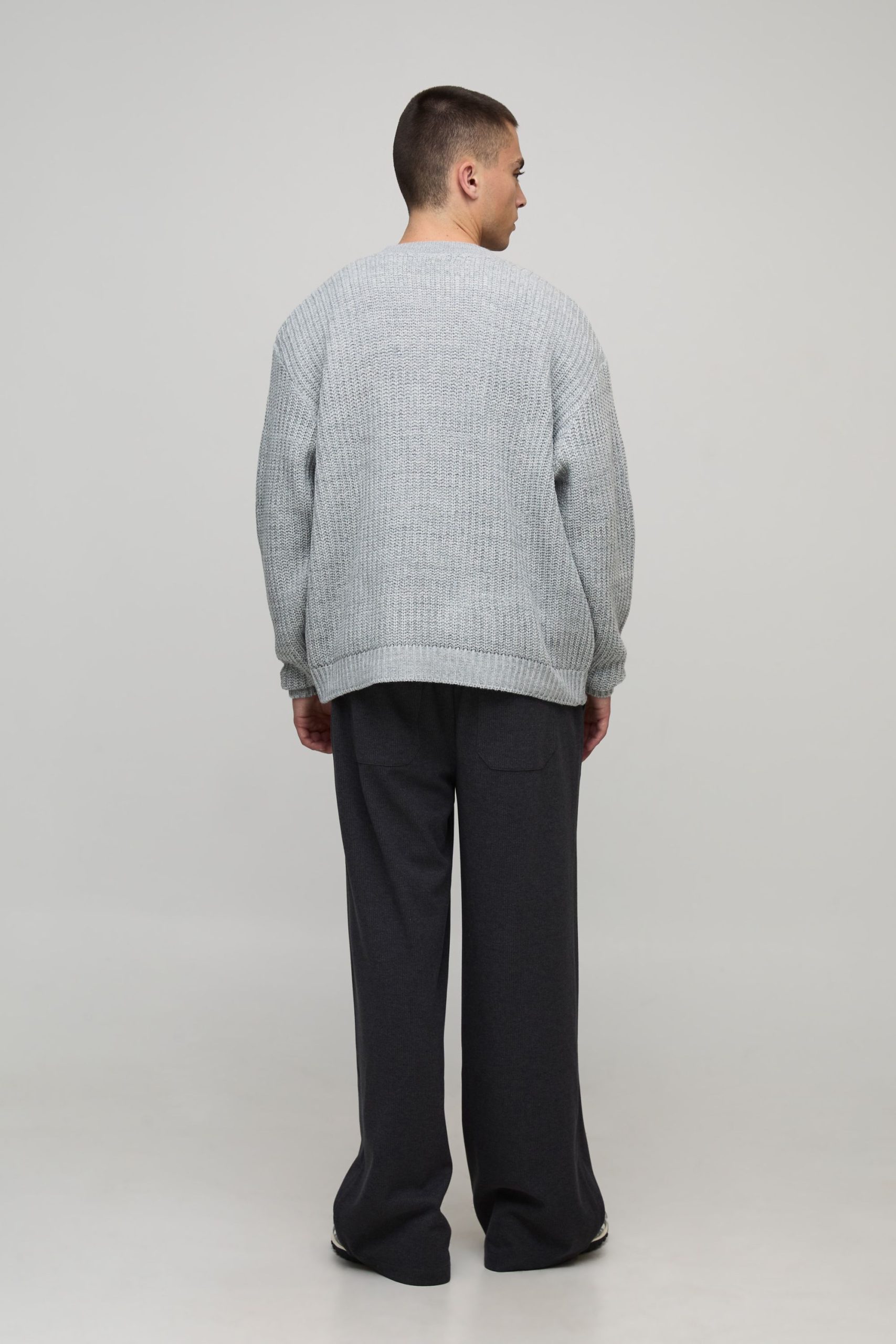 Oversized Fisherman Rib Knitted Button Up Cardigan - Image 2