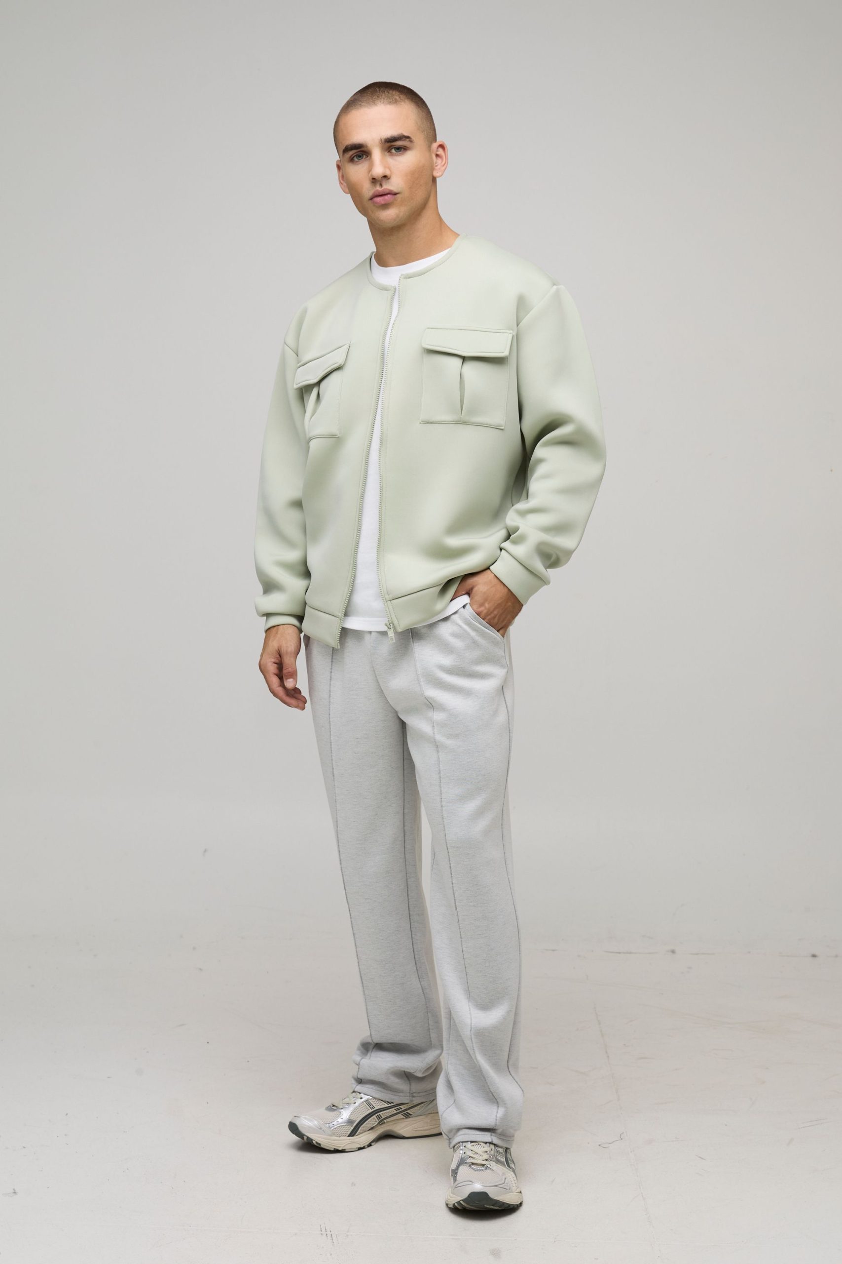Oversized Bonded Scuba Cargo Pocket Bomber Jacket - Image 4