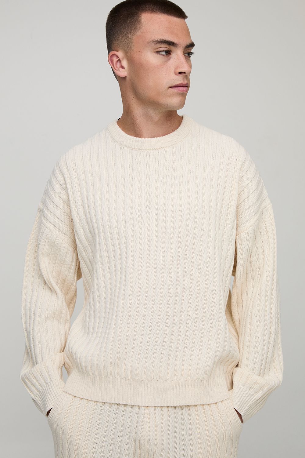 Relaxed Boxy Ribbed Knitted Jumper