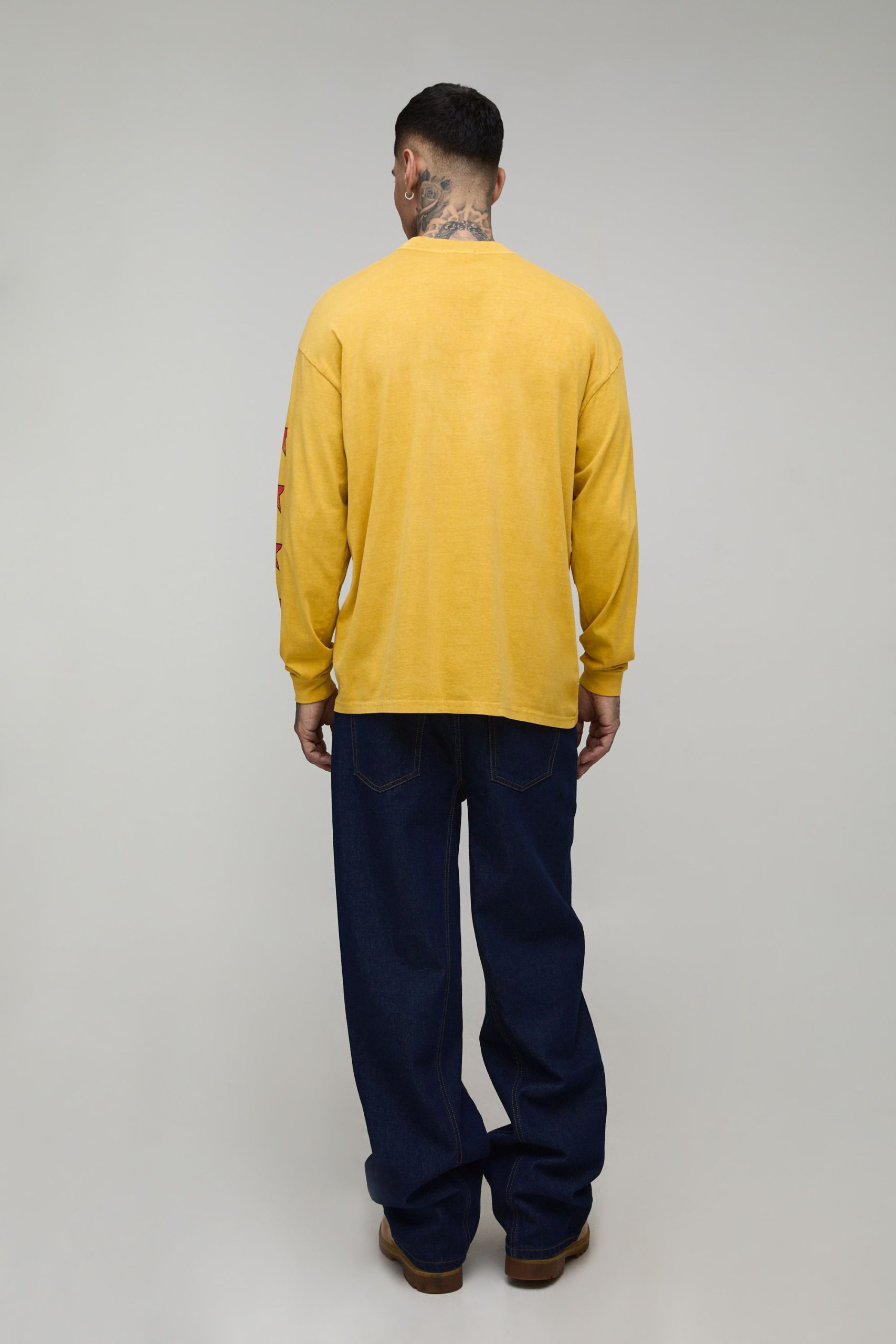 Tall Indigo Wash Contrast Stitch Seam Detail Relaxed Fit Jeans - Image 2