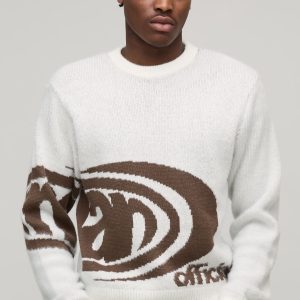 Man Boxy Brushed Jacquard Knitted Jumper