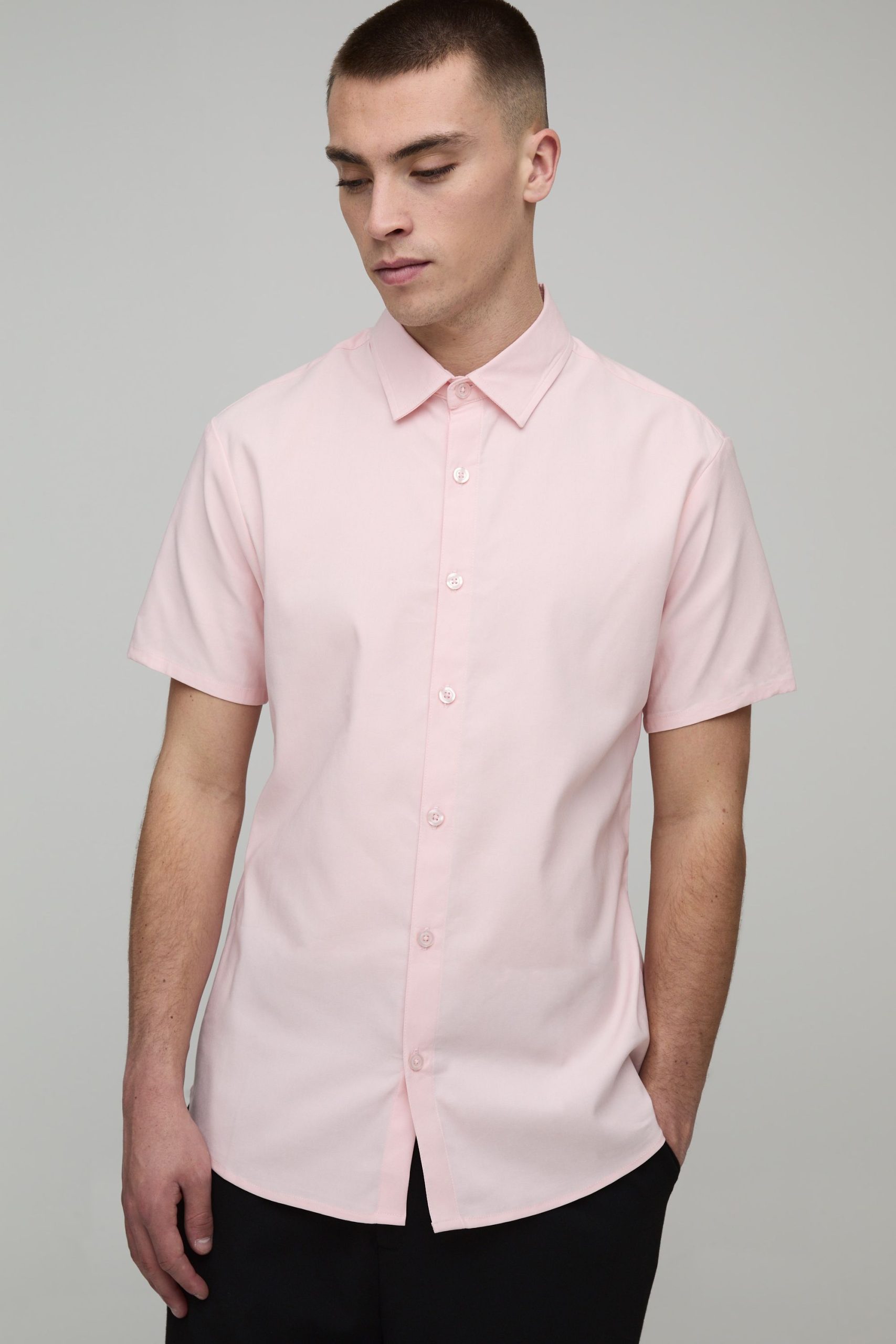 Slim Fit Short Sleeve Cotton Shirt