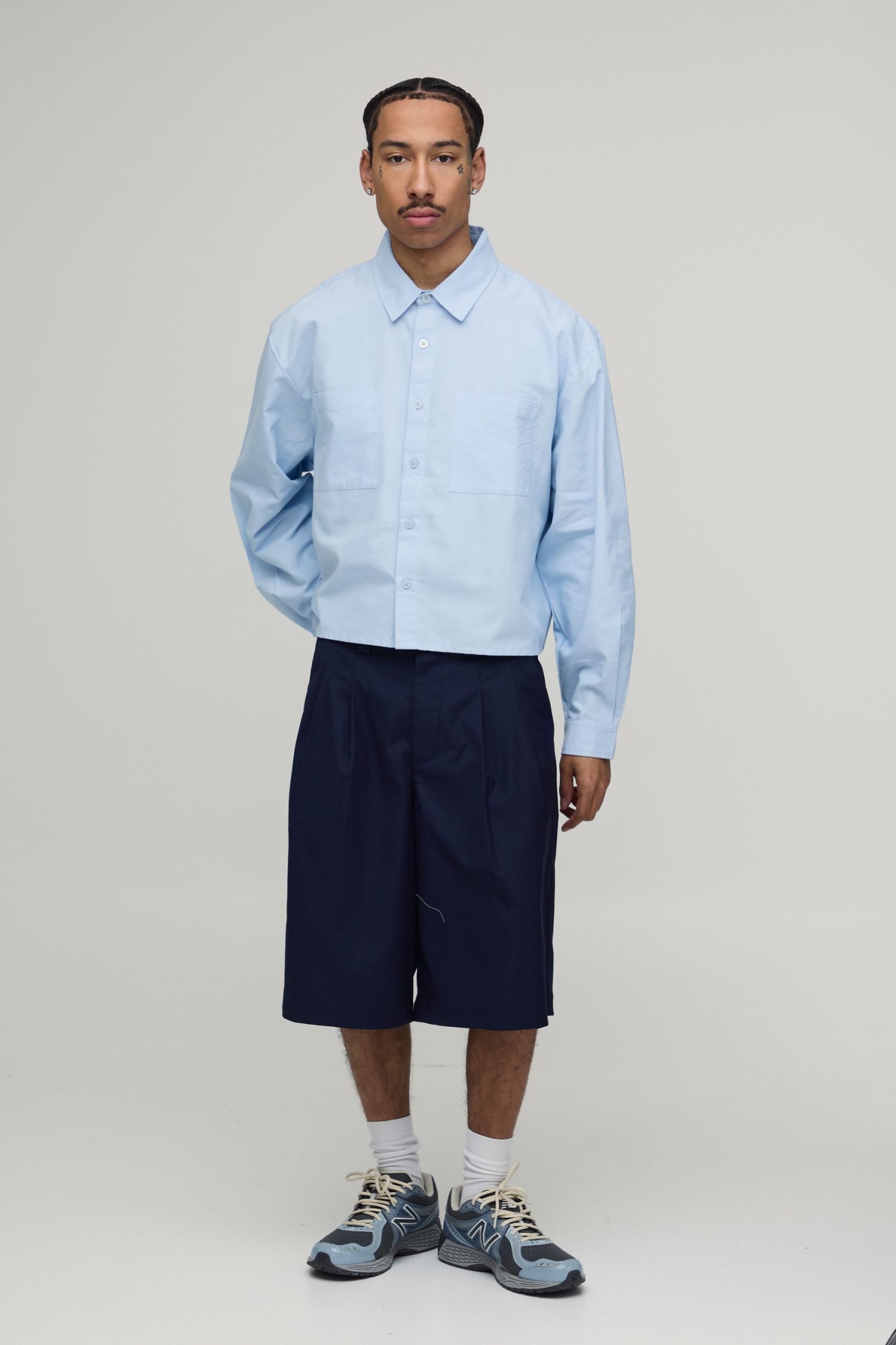 Boxy Fit Cropped Long Sleeve Oxford Shirt - Image 4