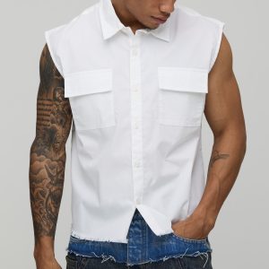 Oversized Boxy Sleeveless Cotton Shirt