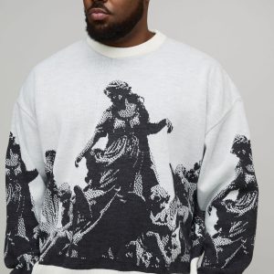 Plus Oversized Renaissance Jacquard Knitted Jumper