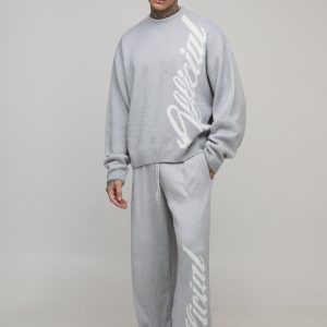 Tall Oversized Boxy & Wide Leg Offical Brushed Knitted Tracksuit