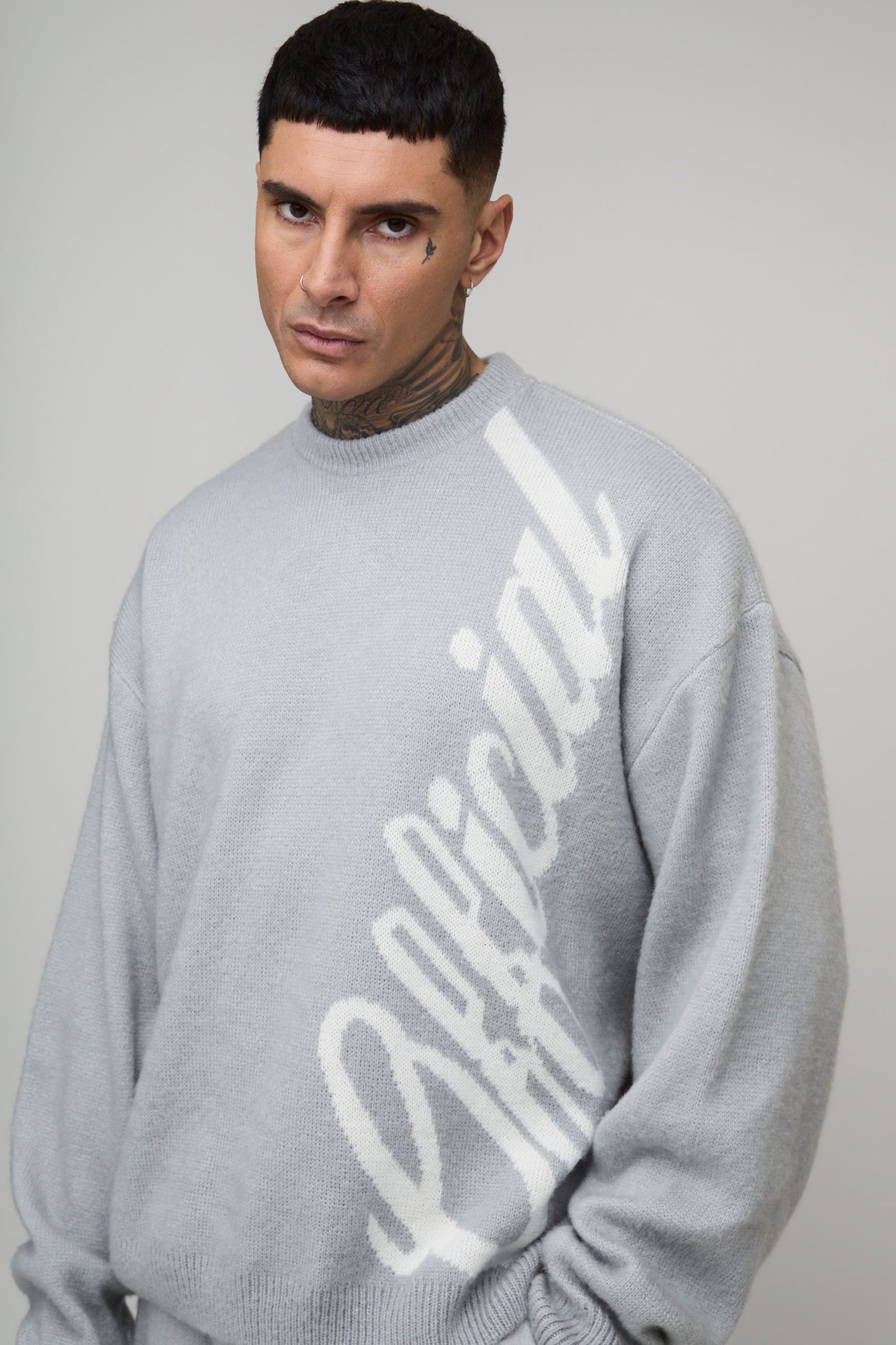 Tall Oversized Boxy & Wide Leg Offical Brushed Knitted Tracksuit - Image 3