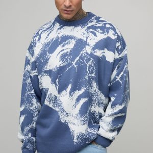Tall Oversized Face Jacquard Knitted Jumper