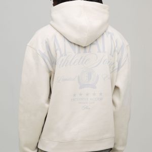 Stone Oversized Boxy Manhattan Over Seam Printed Hoodie