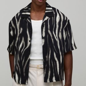 Oversized Boxy Distorted Animal Print Shirt