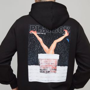 Tall Oversized Playboy Christmas License Printed Hoodie