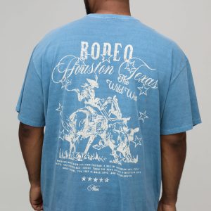 Plus Oversized Washed Western Print T-shirt