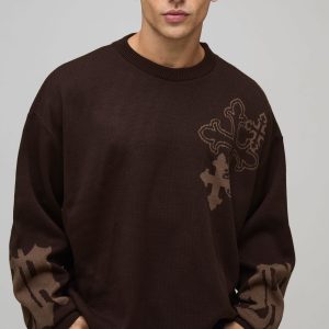 Oversized Boxy Cross Graphic Knitted Jumper