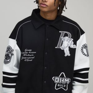 Boxy 13 Applique Jersey Varsity Bomber Jacket