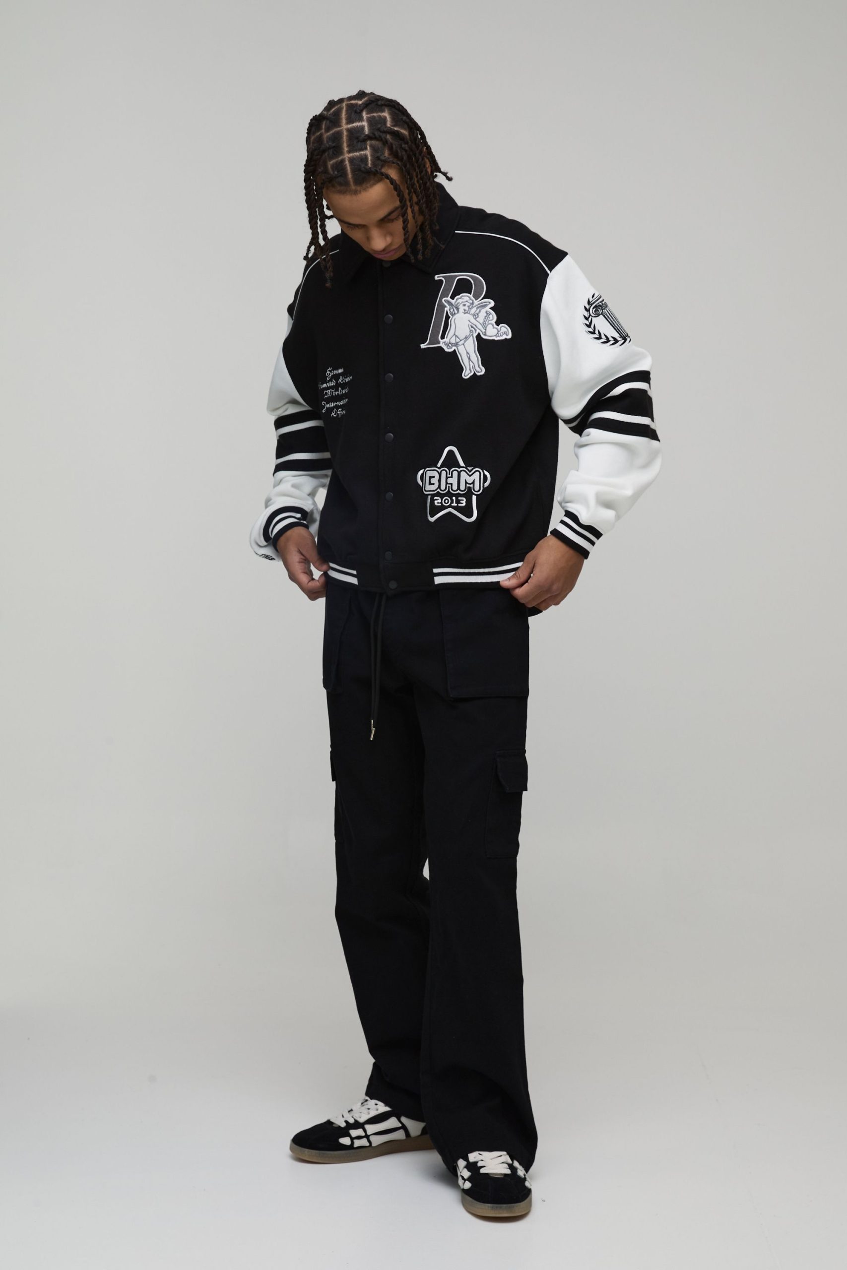 Boxy 13 Applique Jersey Varsity Bomber Jacket - Image 4