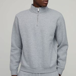 Basic Regular Fit Quarter Zip Funnel Neck Sweatshirt