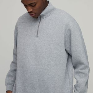 Basic Oversized Quarter Zip Funnel Neck Sweatshirt