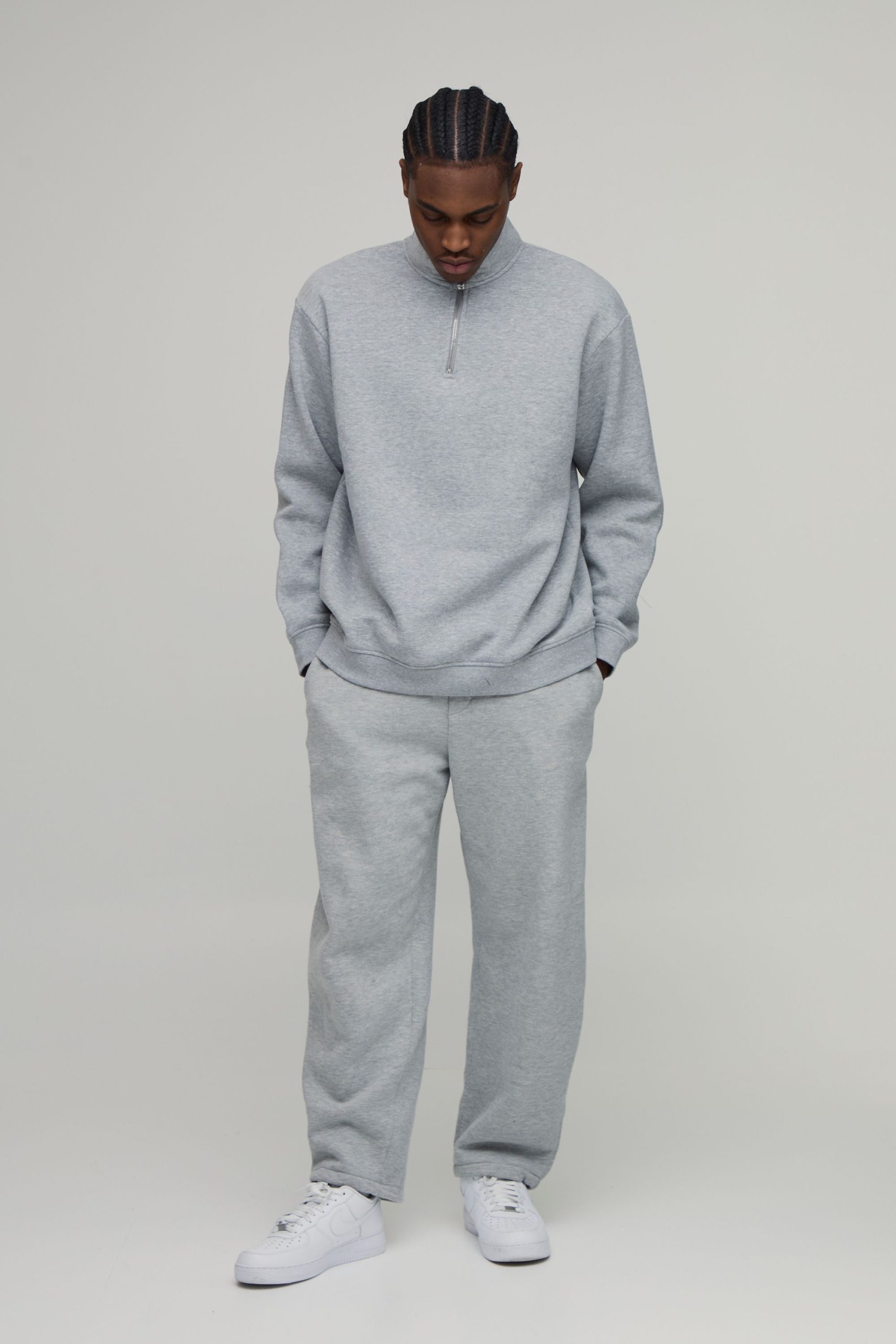 Basic Oversized Quarter Zip Funnel Neck Sweatshirt - Image 4