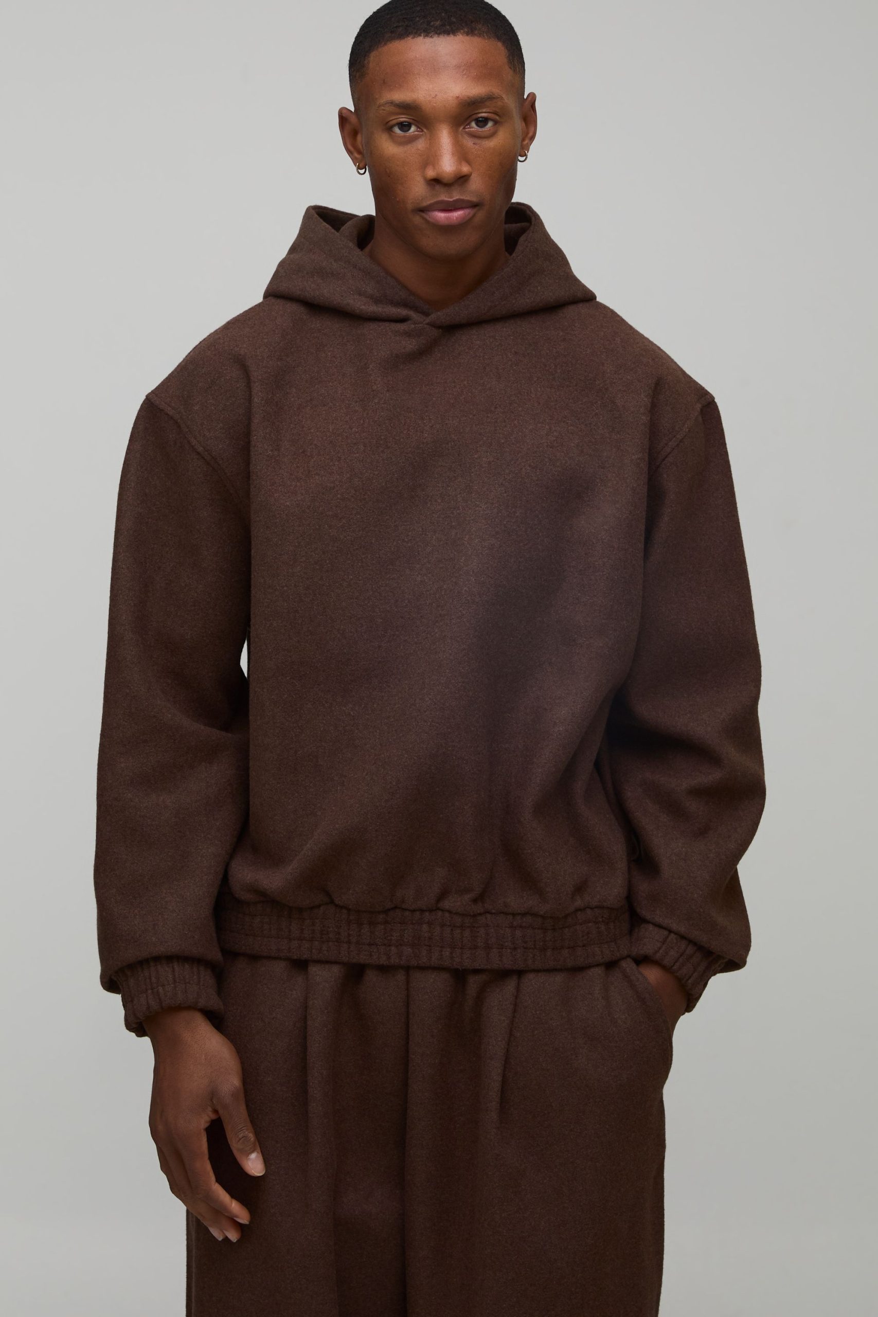 Oversized Boxy Melton Seam detail Hoodie