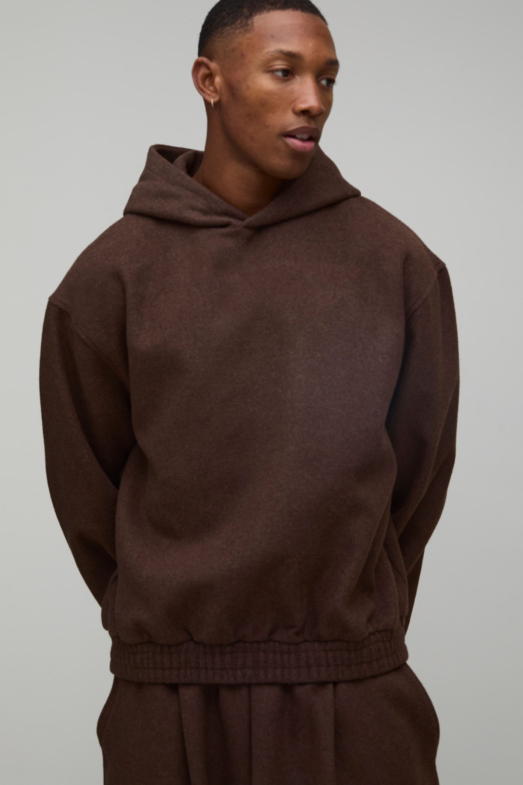 Oversized Boxy Melton Seam detail Hoodie - Image 3