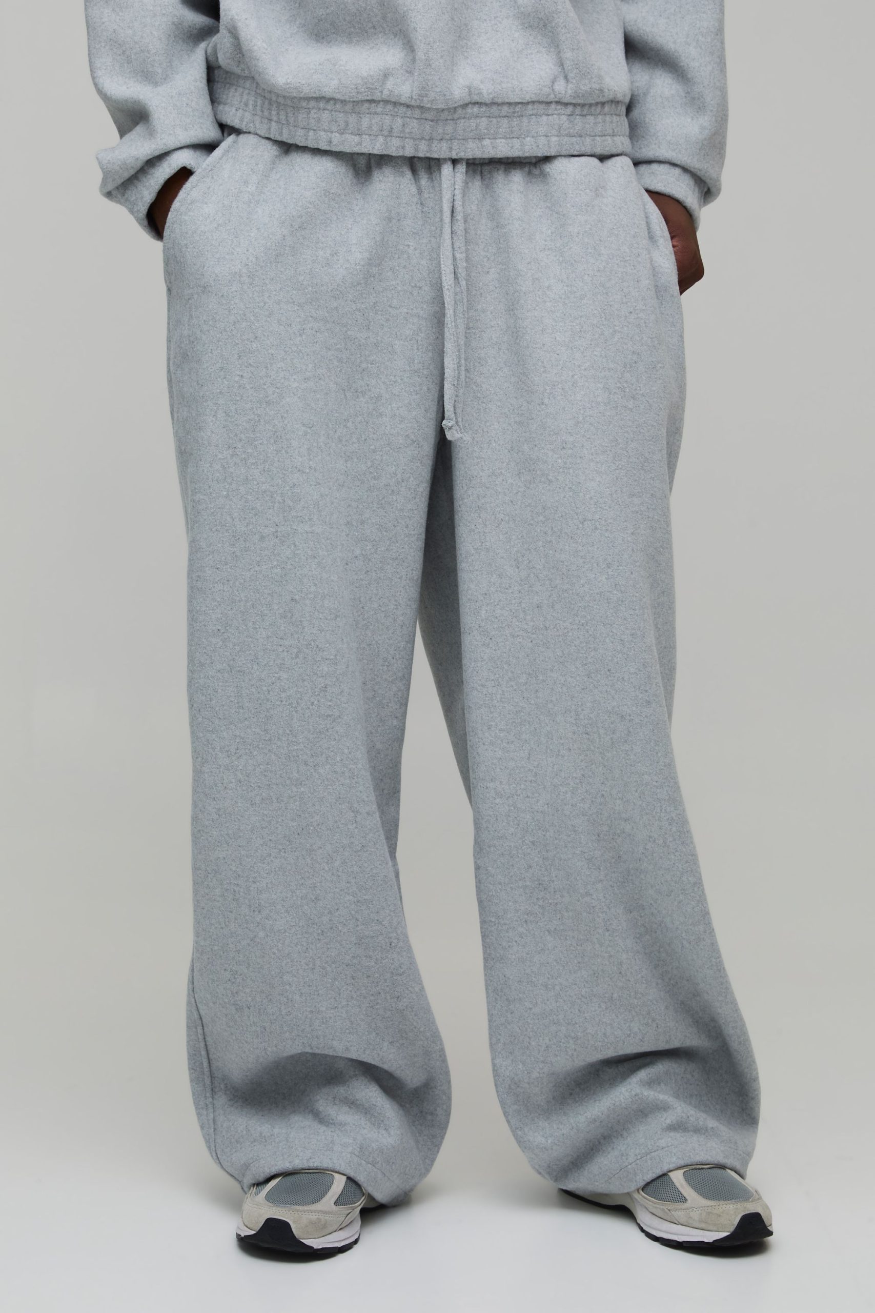 Tall Wide Leg Melton Seam Detail with Extended Drawcords Jogger