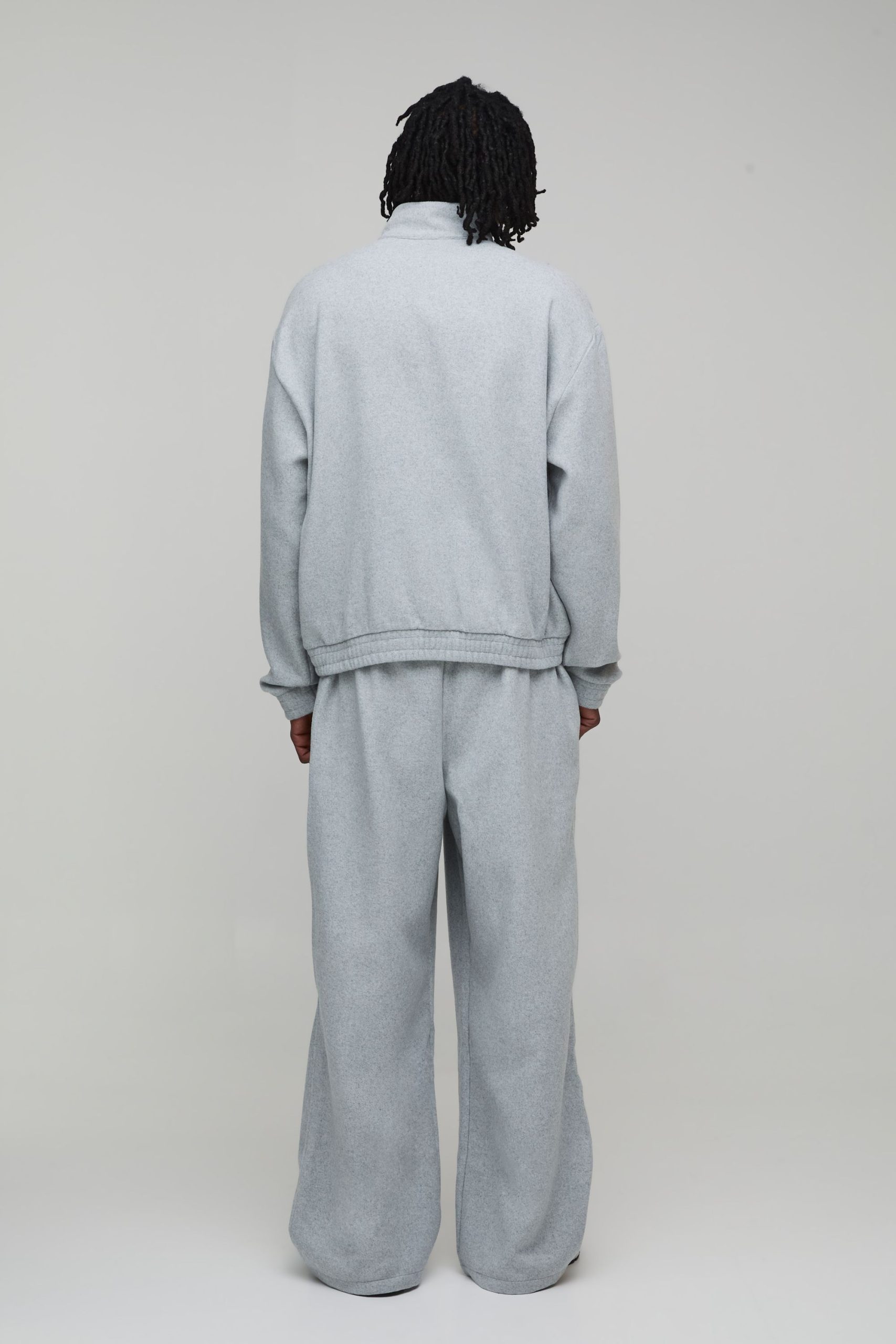 Tall Wide Leg Melton Seam Detail with Extended Drawcords Jogger - Image 2