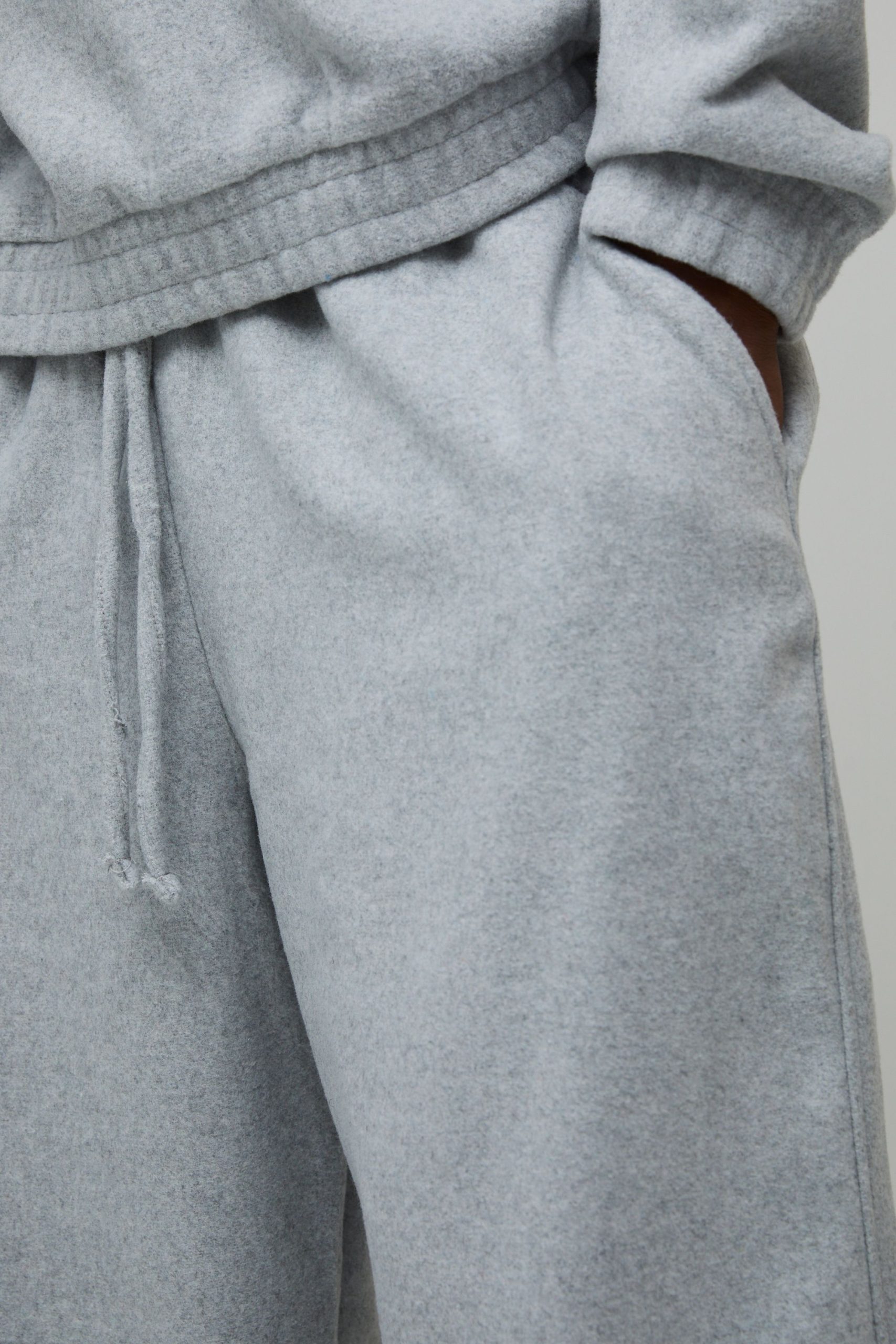 Tall Wide Leg Melton Seam Detail with Extended Drawcords Jogger - Image 3